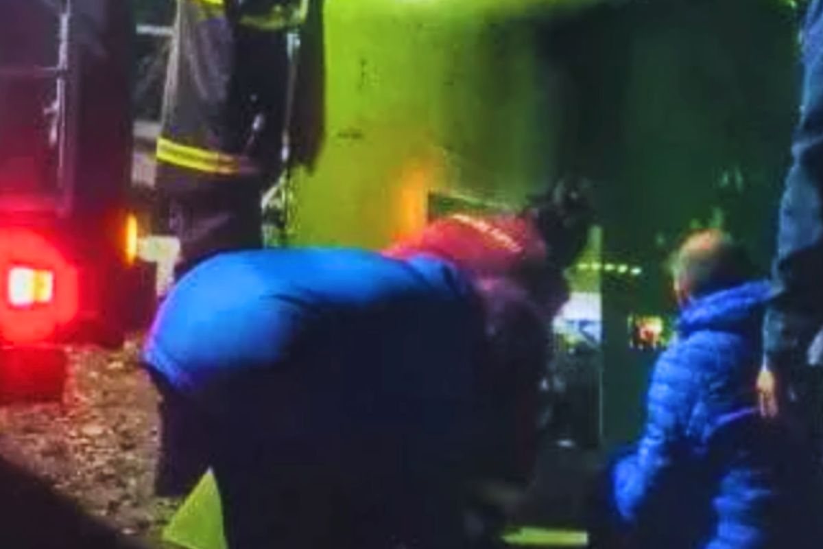 I soccorritori cercano di estrarre il micio